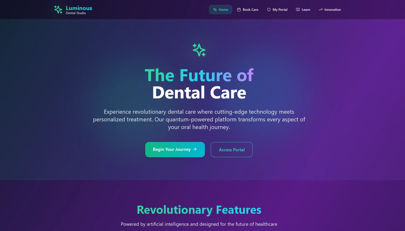 Luminous Dental website homepage